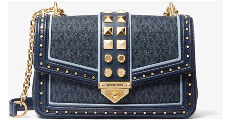 michael kors blue studded purse|Michael Kors soho large.